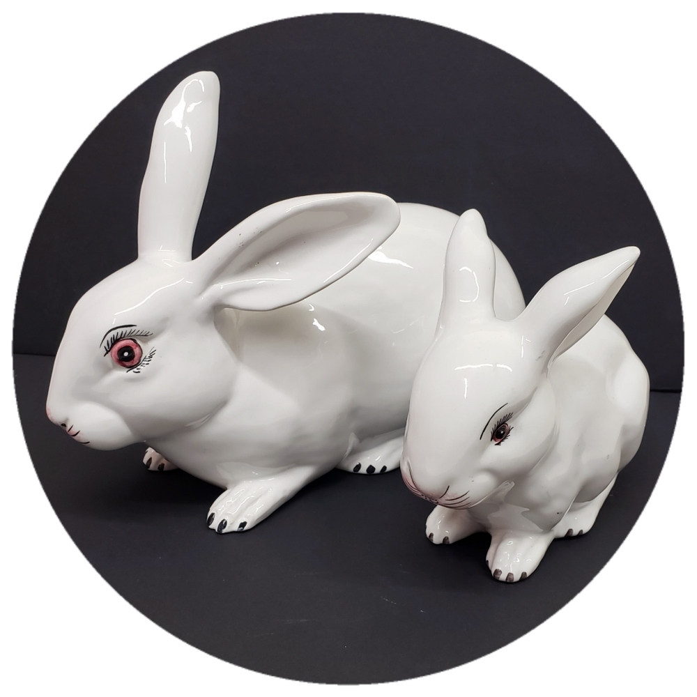 Antique COSTA Majolica Rabbit Bunny Porcelain Ceramic Farmhouse Decor EASTER